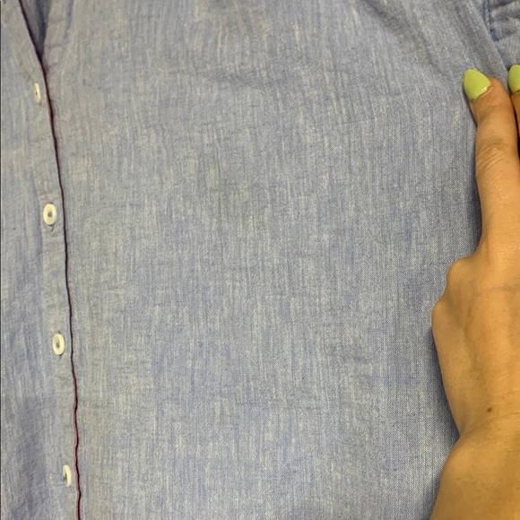 ANTHROPOLOGIE BLUE GREEN BUTTON DOWN LINEN BLEND MAXI DRESS SMALL - Picture 7 of 9